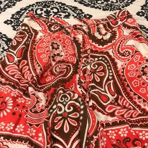 Talbots print skirt in cinnamon, coral and cream